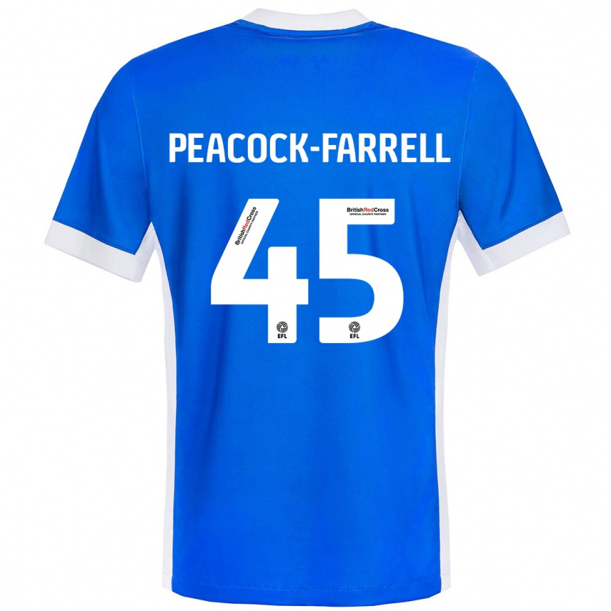 Vaikiškas Bailey Peacock-Farrell #45 Mėlyna Balta Namų Marškinėliai 2024/25 T-Shirt