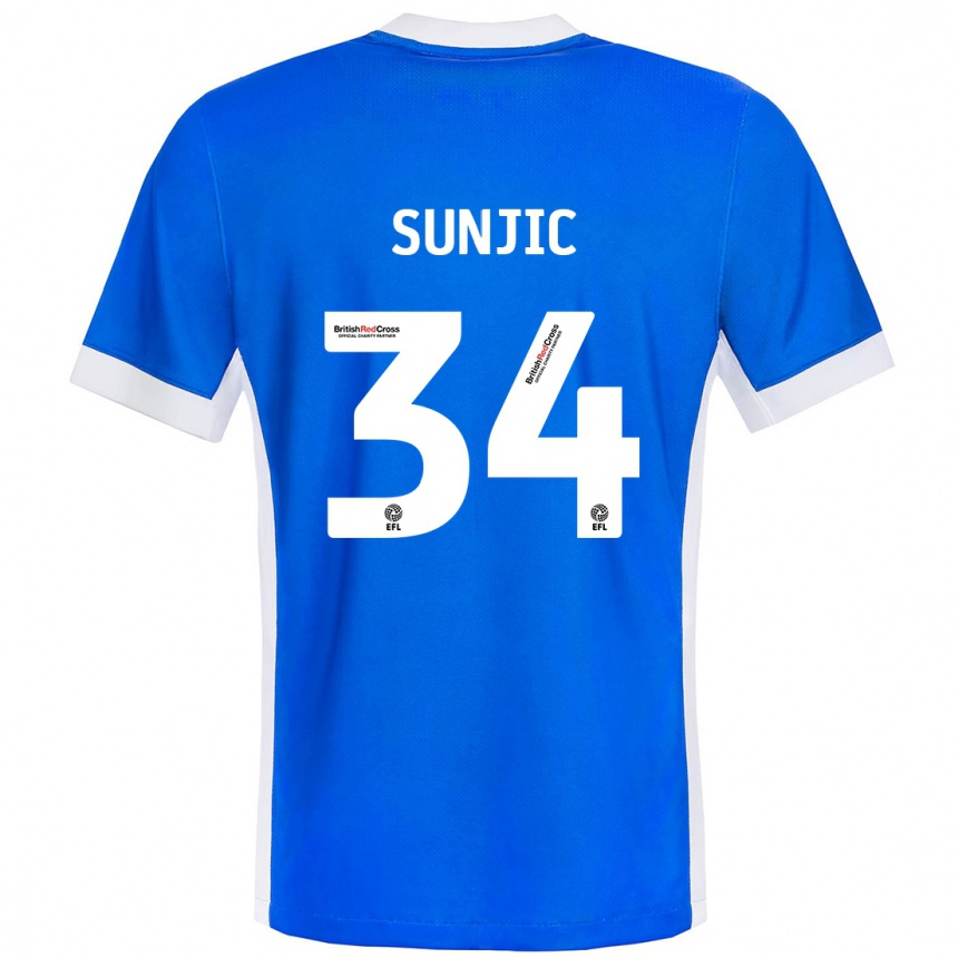 Vaikiškas Ivan Sunjic #34 Mėlyna Balta Namų Marškinėliai 2024/25 T-Shirt