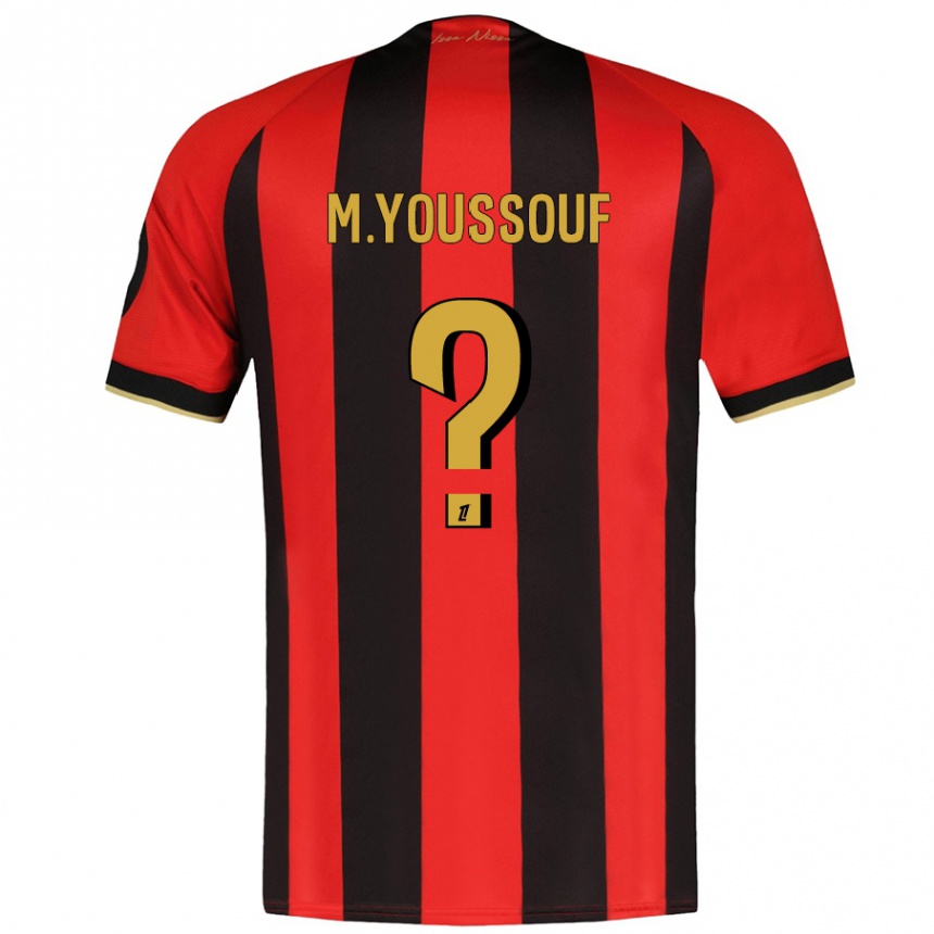 Vaikiškas Mousslim Youssouf #0 Raudona Juoda Namų Marškinėliai 2024/25 T-Shirt