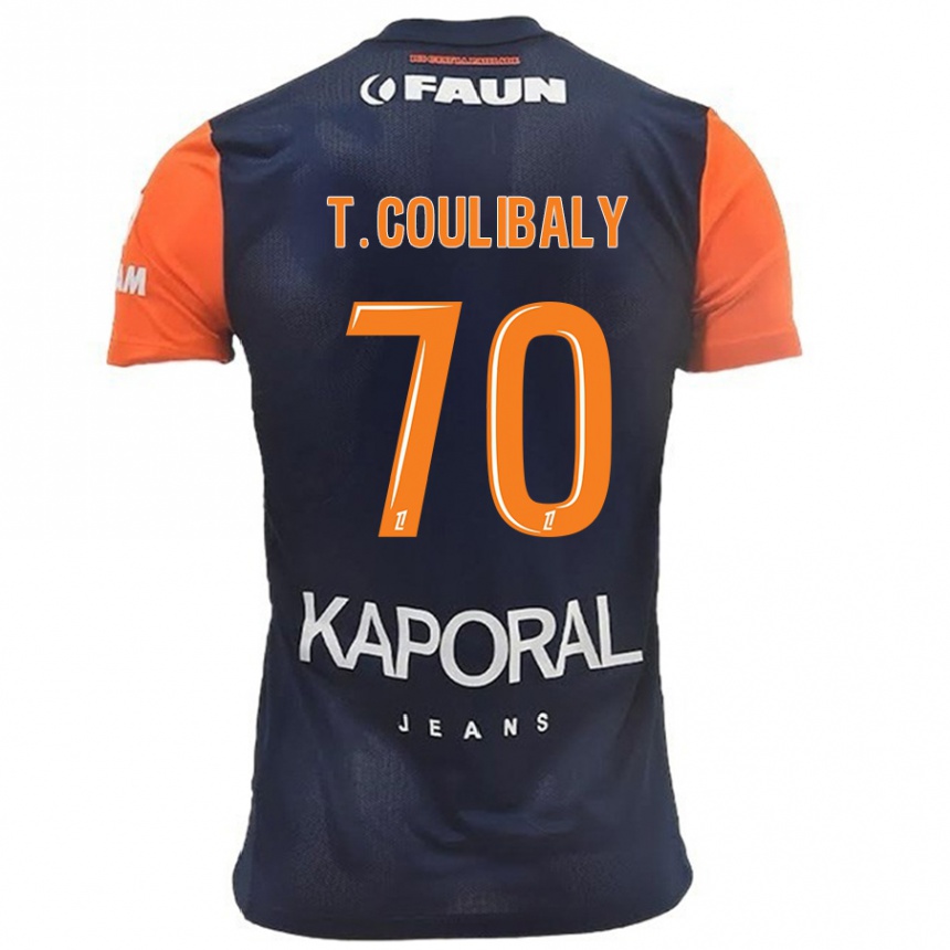 Vaikiškas Tanguy Coulibaly #70 Tamsiai Mėlyna Oranžinė Namų Marškinėliai 2024/25 T-Shirt