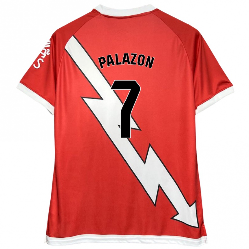 Vaikiškas Isi Palazón #7 Balta Raudona Namų Marškinėliai 2024/25 T-Shirt