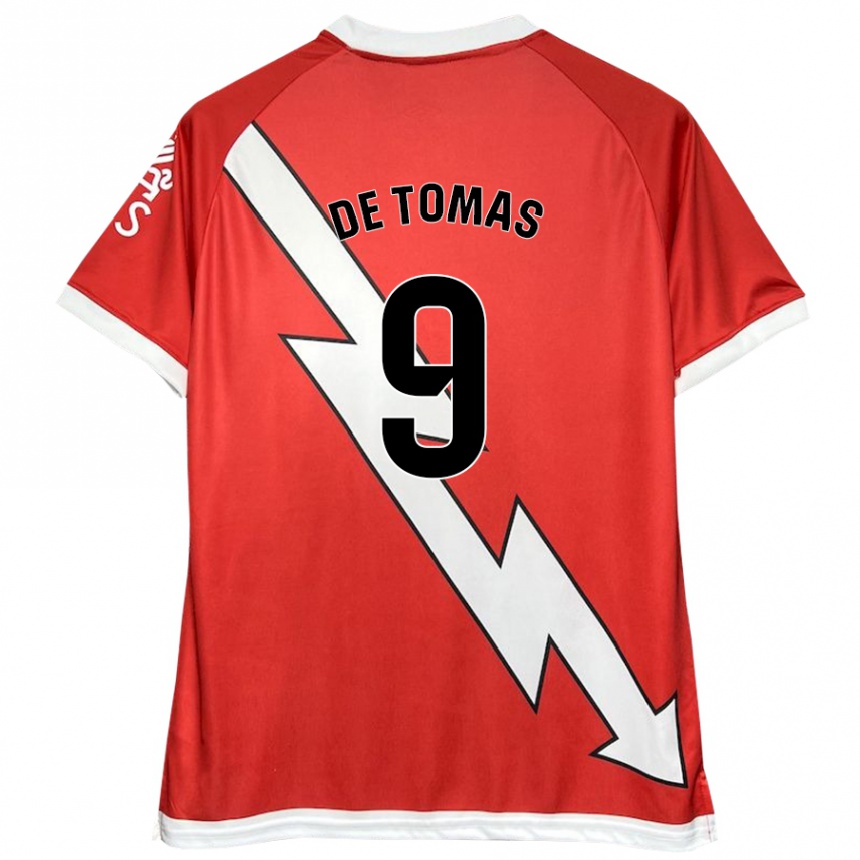 Vaikiškas Raúl De Tomás #9 Balta Raudona Namų Marškinėliai 2024/25 T-Shirt