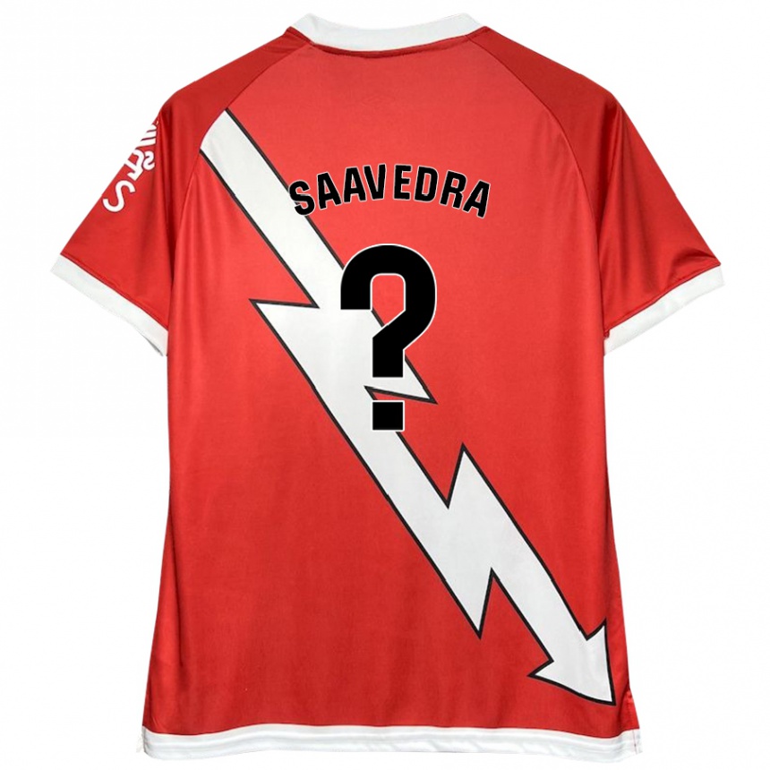 Vaikiškas David Saavedra #0 Balta Raudona Namų Marškinėliai 2024/25 T-Shirt