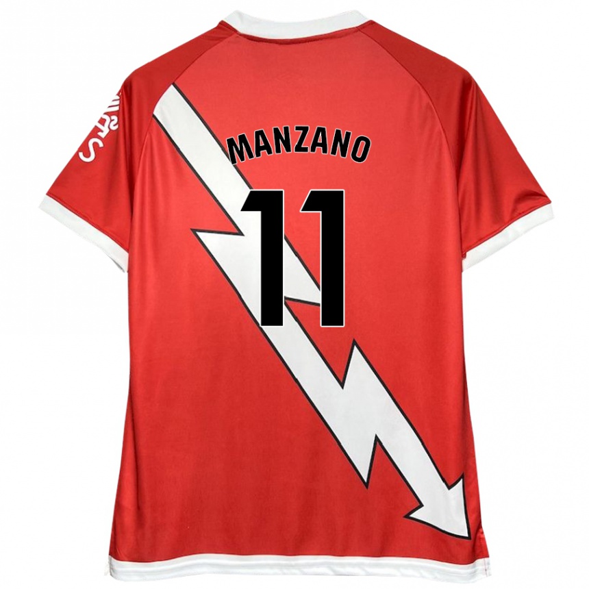 Vaikiškas Sergio Manzano #11 Balta Raudona Namų Marškinėliai 2024/25 T-Shirt