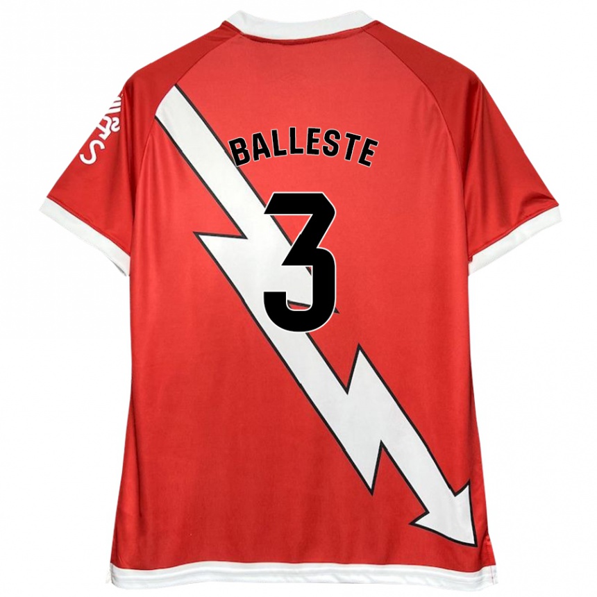 Vaikiškas Laia Ballesté #3 Balta Raudona Namų Marškinėliai 2024/25 T-Shirt