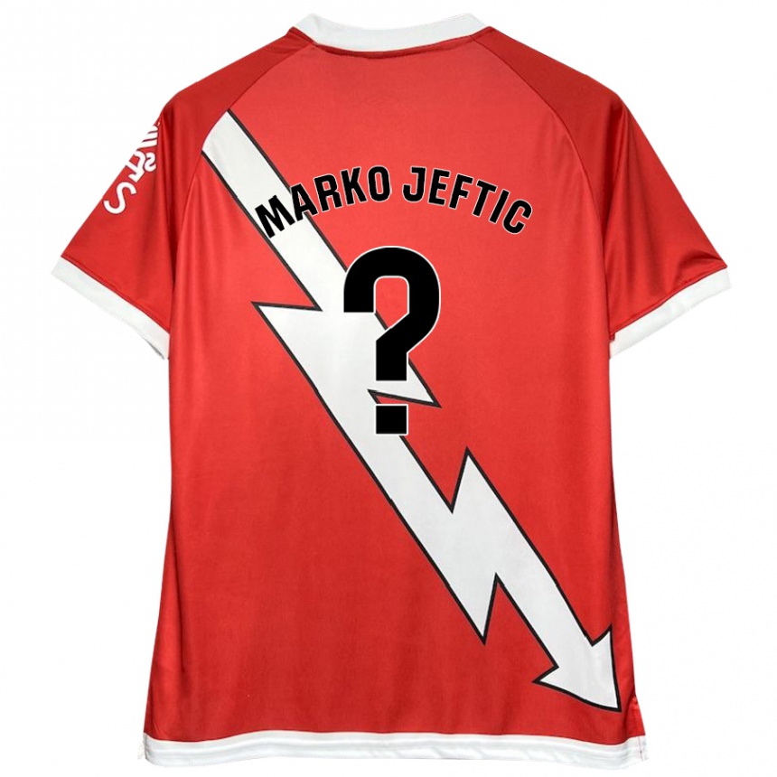 Vaikiškas Marko Jeftic #0 Balta Raudona Namų Marškinėliai 2024/25 T-Shirt