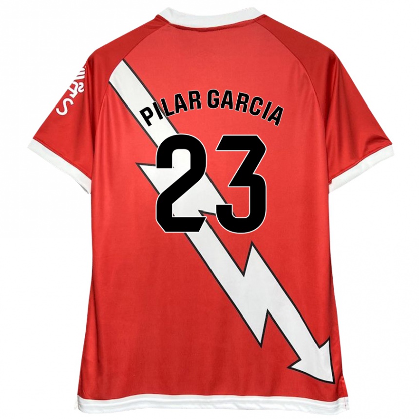 Vaikiškas María Pilar García Villalba #23 Balta Raudona Namų Marškinėliai 2024/25 T-Shirt