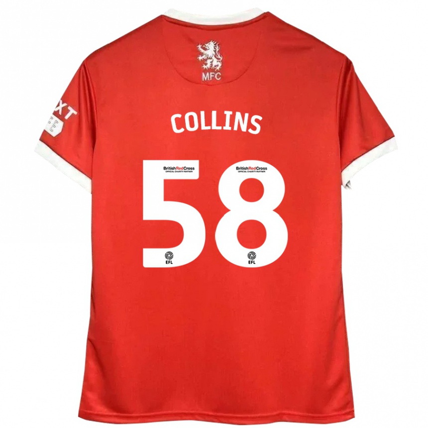 Vaikiškas Sam Collins #58 Raudona Balta Namų Marškinėliai 2024/25 T-Shirt