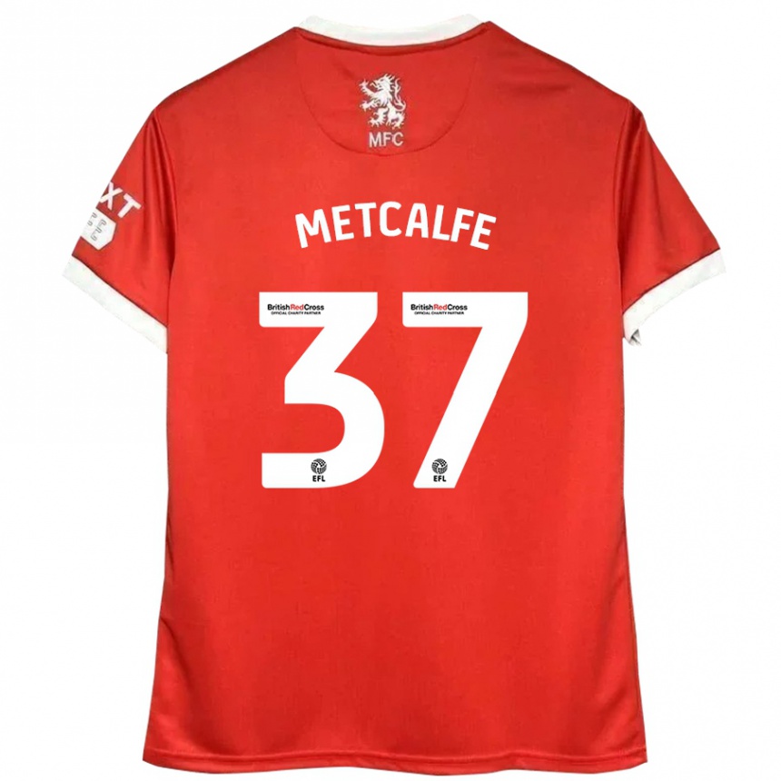 Vaikiškas Max Metcalfe #37 Raudona Balta Namų Marškinėliai 2024/25 T-Shirt