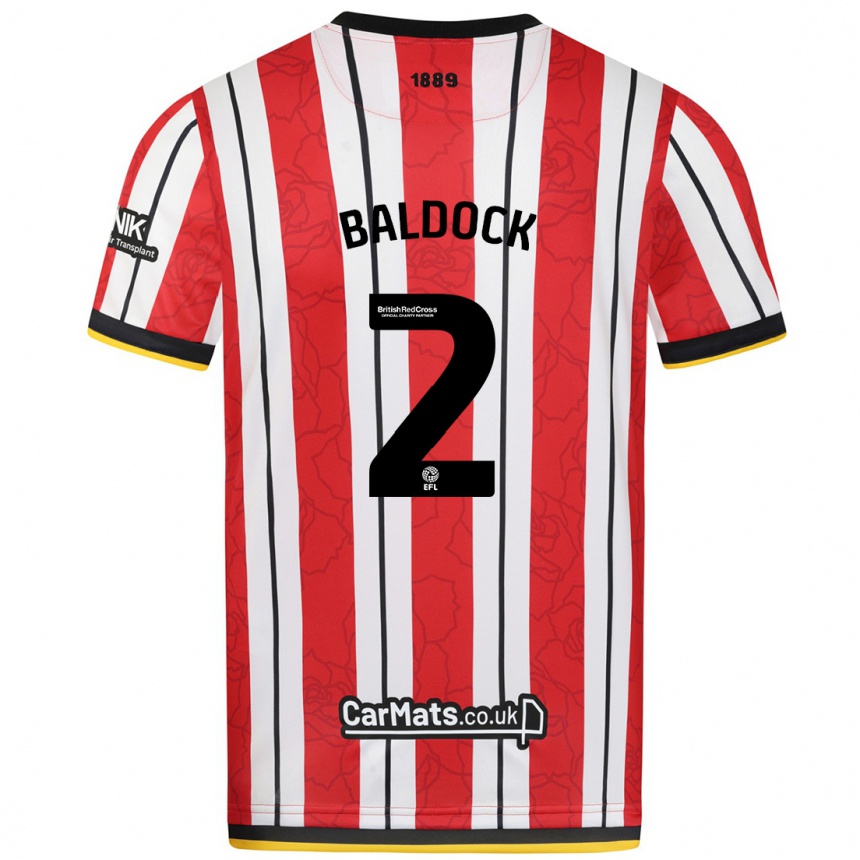 Vaikiškas George Baldock #2 Raudonos Baltos Juostelės Namų Marškinėliai 2024/25 T-Shirt