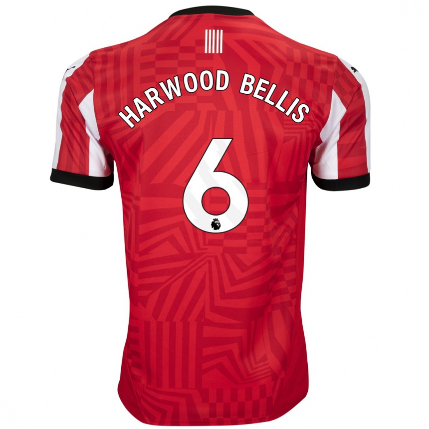 Vaikiškas Taylor Harwood-Bellis #6 Raudona Balta Namų Marškinėliai 2024/25 T-Shirt