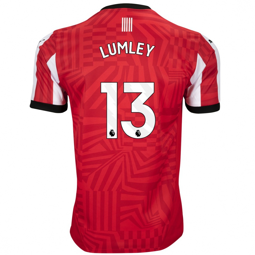 Vaikiškas Joe Lumley #13 Raudona Balta Namų Marškinėliai 2024/25 T-Shirt