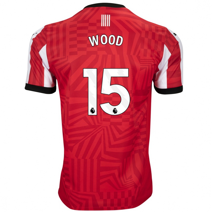 Vaikiškas Nathan Wood #15 Raudona Balta Namų Marškinėliai 2024/25 T-Shirt