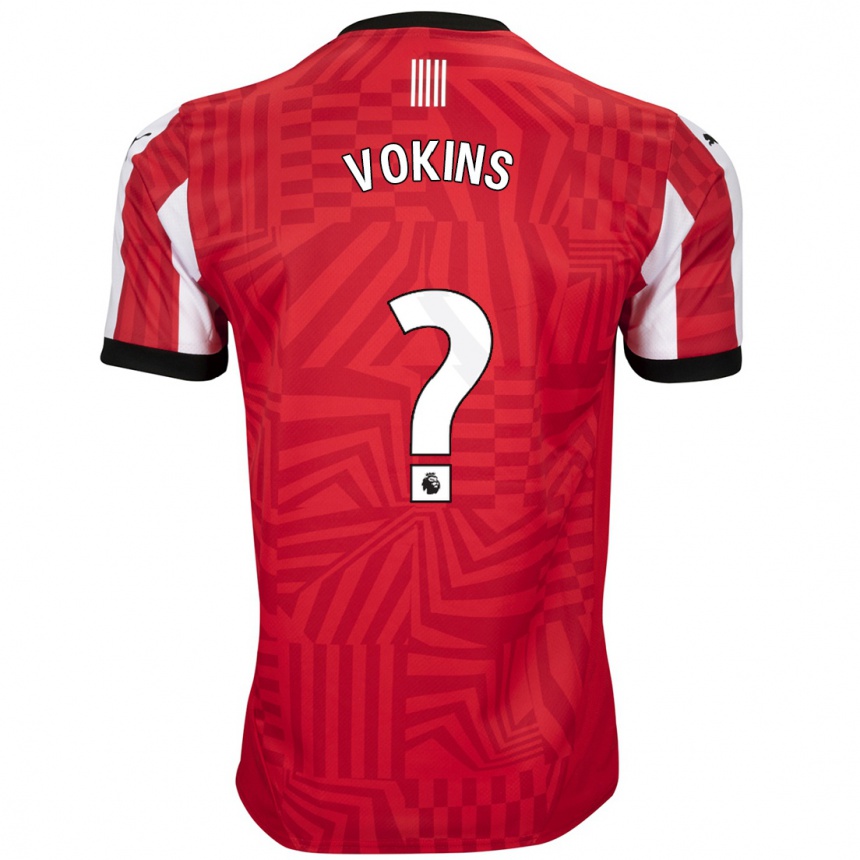 Vaikiškas Jake Vokins #0 Raudona Balta Namų Marškinėliai 2024/25 T-Shirt