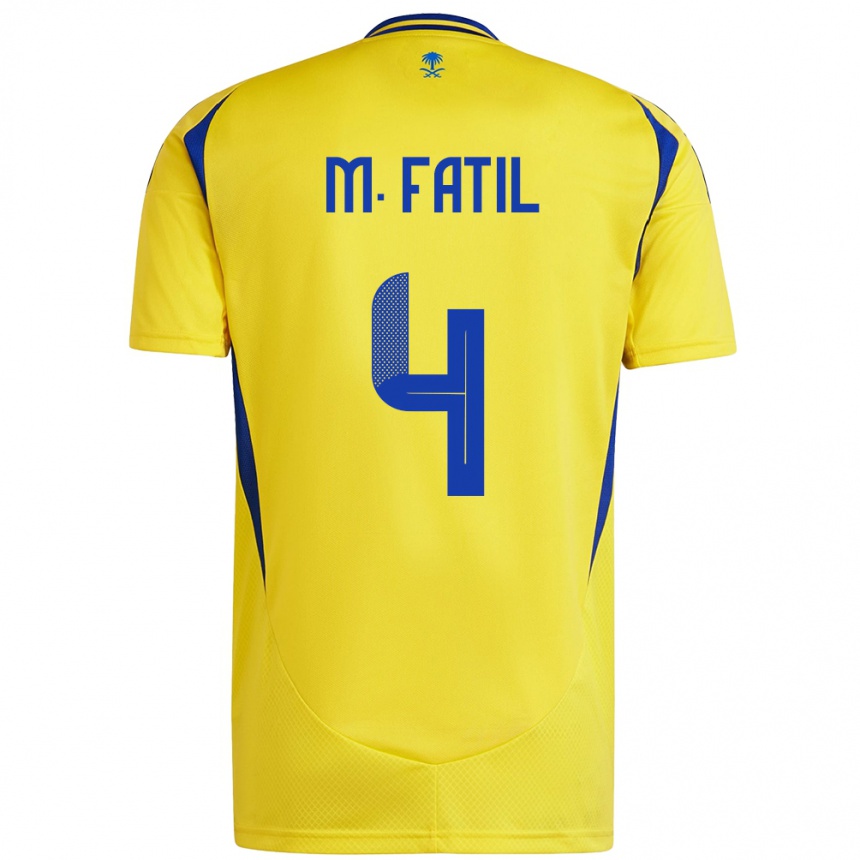 Vaikiškas Mohammed Al-Fatil #4 Geltona Mėlyna Namų Marškinėliai 2024/25 T-Shirt