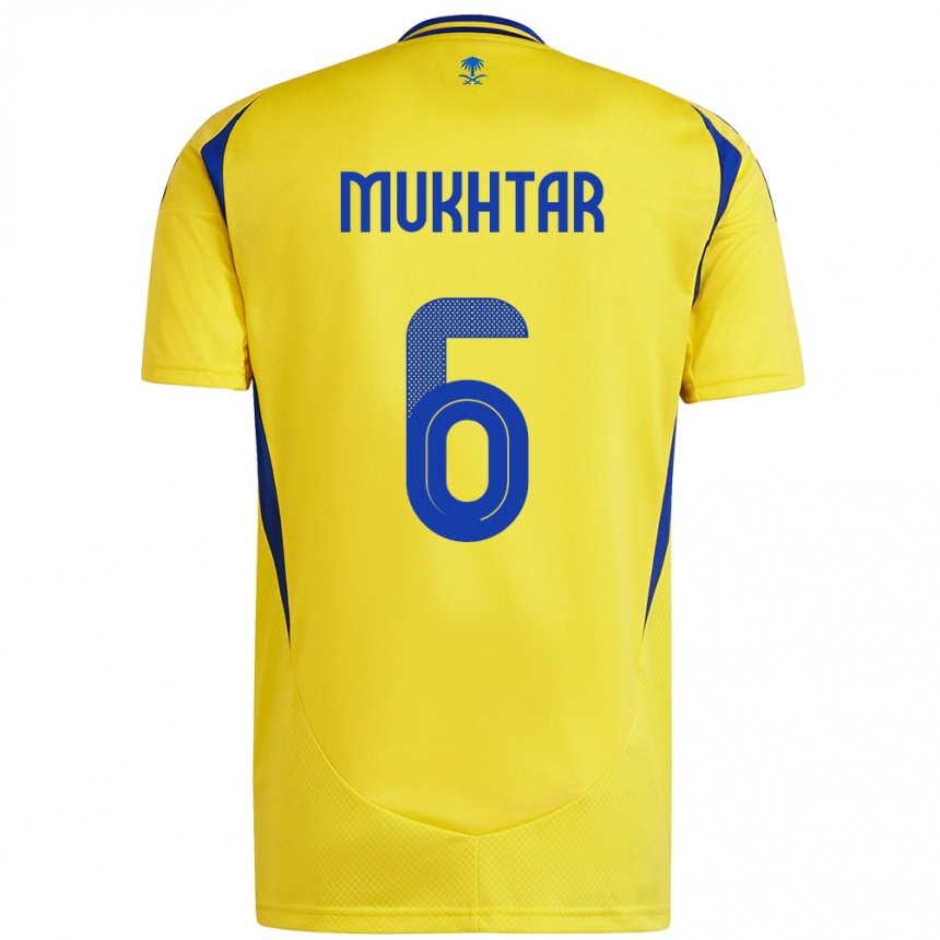 Vaikiškas Mukhtar Ali #6 Geltona Mėlyna Namų Marškinėliai 2024/25 T-Shirt