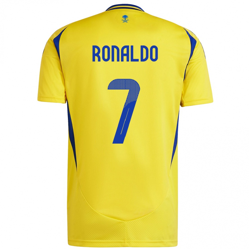 Vaikiškas Cristiano Ronaldo #7 Geltona Mėlyna Namų Marškinėliai 2024/25 T-Shirt