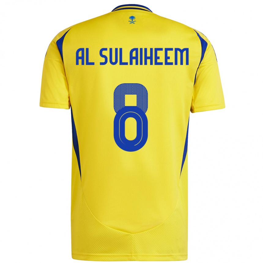 Vaikiškas Abdulmajeed Al-Sulaiheem #8 Geltona Mėlyna Namų Marškinėliai 2024/25 T-Shirt