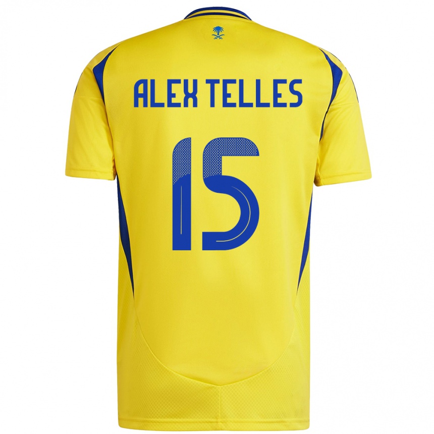 Vaikiškas Alex Telles #15 Geltona Mėlyna Namų Marškinėliai 2024/25 T-Shirt