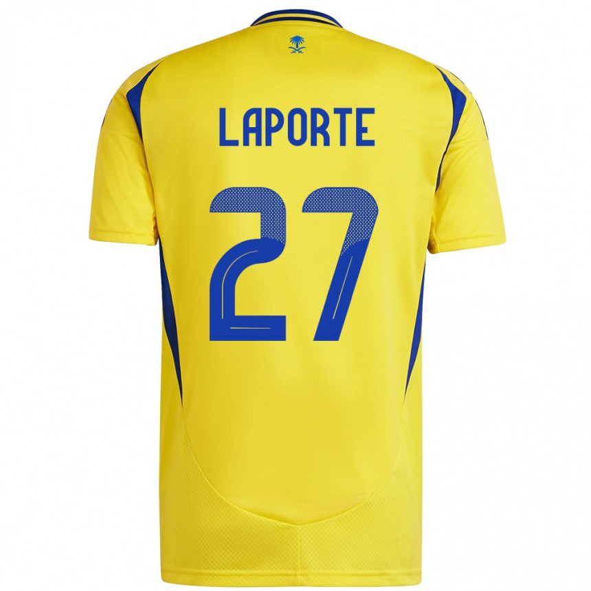 Vaikiškas Aymeric Laporte #27 Geltona Mėlyna Namų Marškinėliai 2024/25 T-Shirt