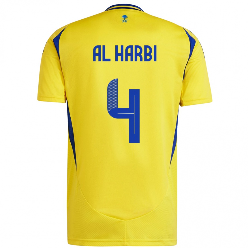 Vaikiškas Fay Al-Harbi #4 Geltona Mėlyna Namų Marškinėliai 2024/25 T-Shirt