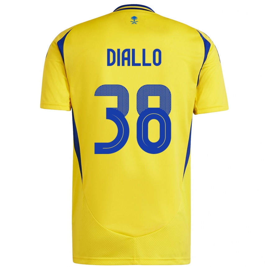 Vaikiškas Aminata Diallo #38 Geltona Mėlyna Namų Marškinėliai 2024/25 T-Shirt