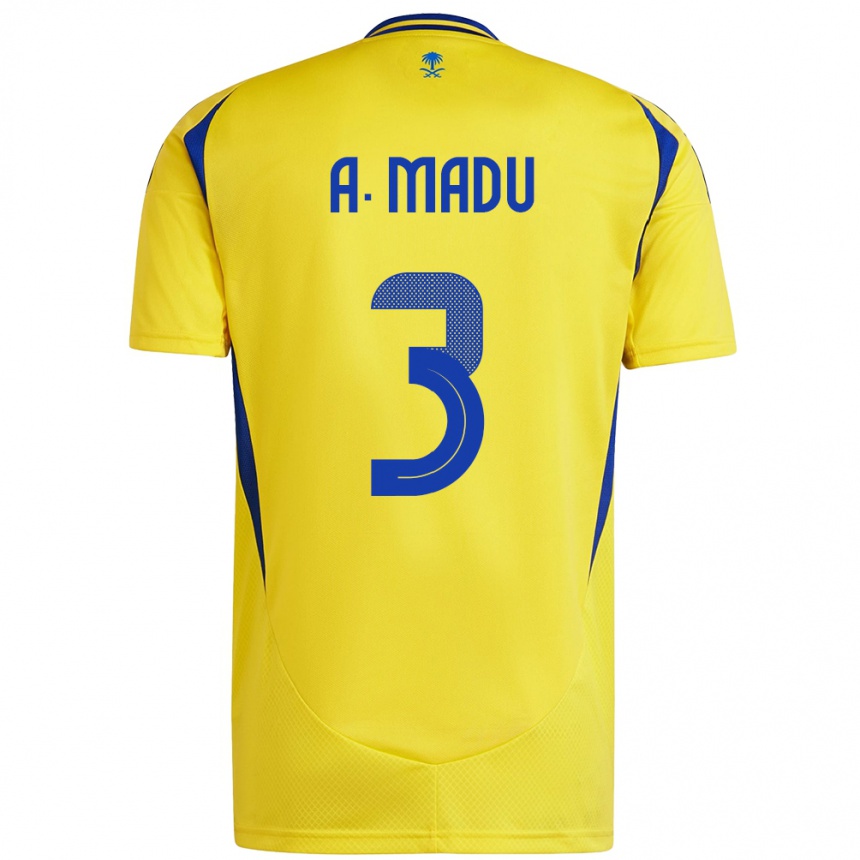 Vaikiškas Abdullah Madu #3 Geltona Mėlyna Namų Marškinėliai 2024/25 T-Shirt