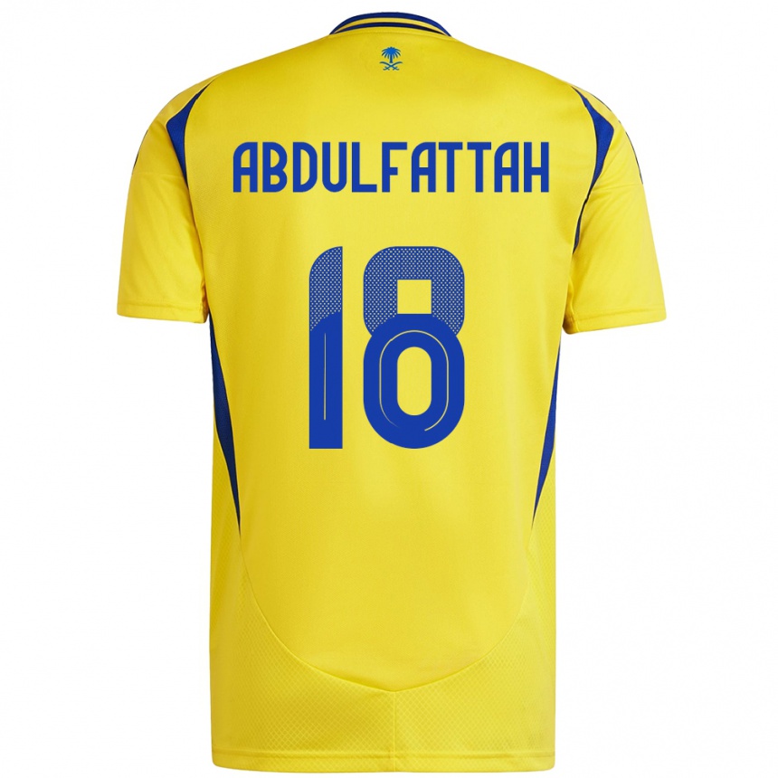 Vaikiškas Abdulfattah Adam #18 Geltona Mėlyna Namų Marškinėliai 2024/25 T-Shirt