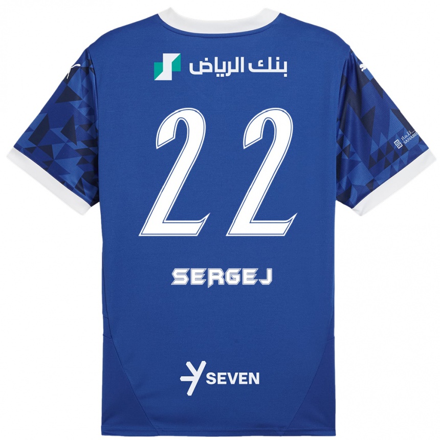 Vaikiškas Sergej Milinkovic-Savic #22 Tamsiai Mėlyna Balta Namų Marškinėliai 2024/25 T-Shirt