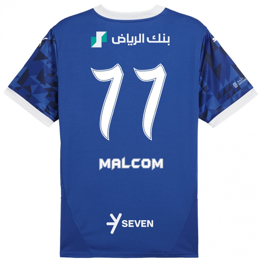 Vaikiškas Malcom #77 Tamsiai Mėlyna Balta Namų Marškinėliai 2024/25 T-Shirt