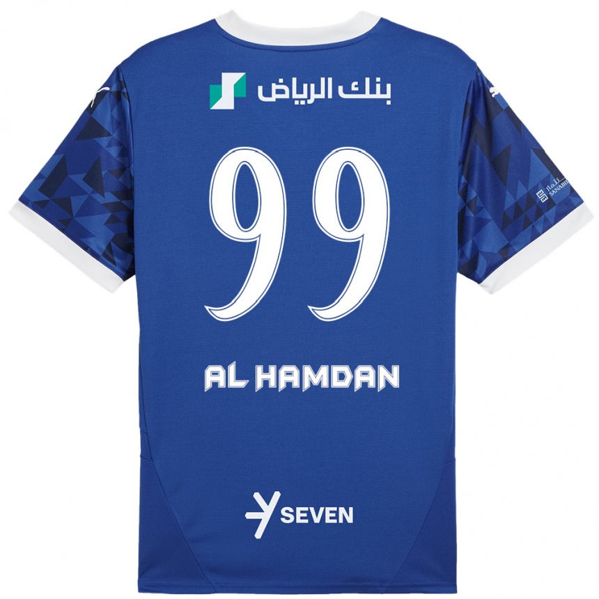 Vaikiškas Abdullah Al-Hamdan #99 Tamsiai Mėlyna Balta Namų Marškinėliai 2024/25 T-Shirt