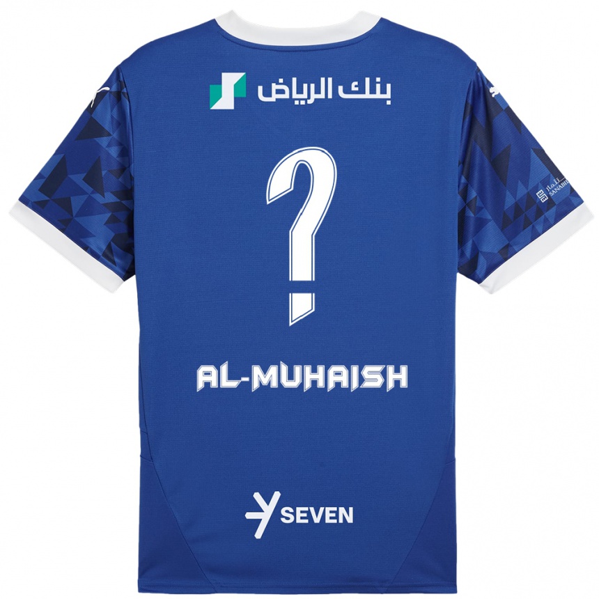 Vaikiškas Mohammed Al-Muhaish #0 Tamsiai Mėlyna Balta Namų Marškinėliai 2024/25 T-Shirt