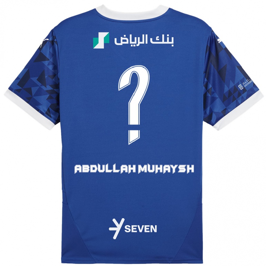 Vaikiškas Mohammed Abdullah Muhaysh #0 Tamsiai Mėlyna Balta Namų Marškinėliai 2024/25 T-Shirt