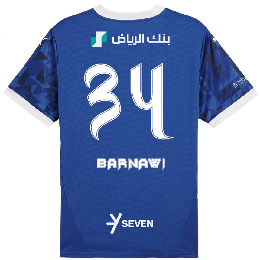 Vaikiškas Saleh Barnawi #34 Tamsiai Mėlyna Balta Namų Marškinėliai 2024/25 T-Shirt