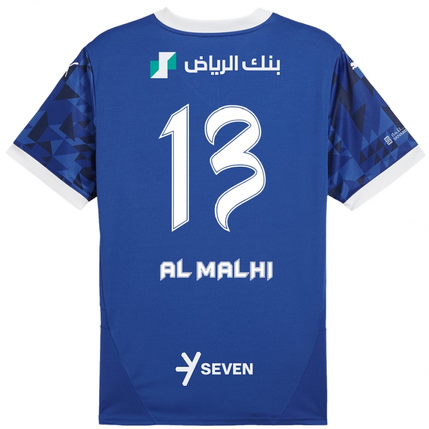 Vaikiškas Al Muhra Al-Malhi #13 Tamsiai Mėlyna Balta Namų Marškinėliai 2024/25 T-Shirt