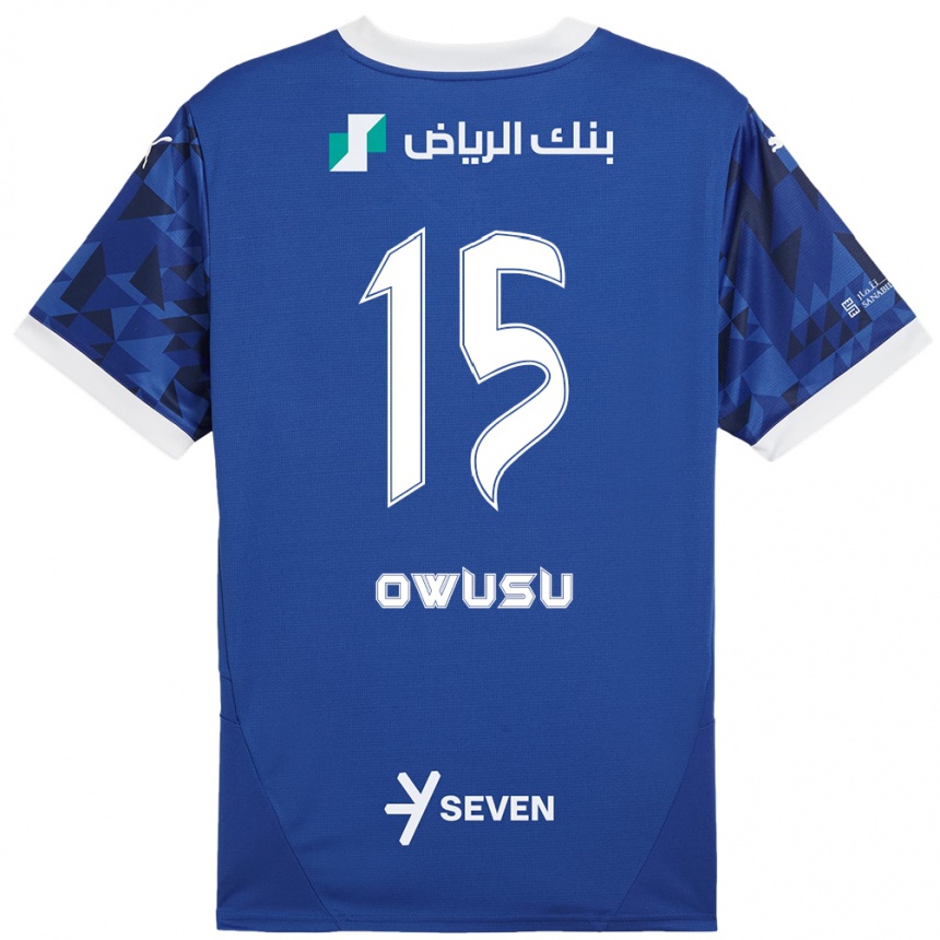 Vaikiškas Mavis Owusu #15 Tamsiai Mėlyna Balta Namų Marškinėliai 2024/25 T-Shirt