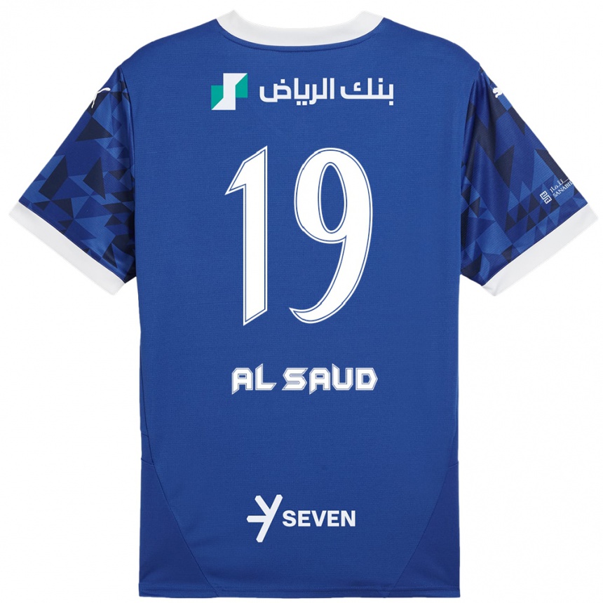 Vaikiškas Manal Al Saud #19 Tamsiai Mėlyna Balta Namų Marškinėliai 2024/25 T-Shirt