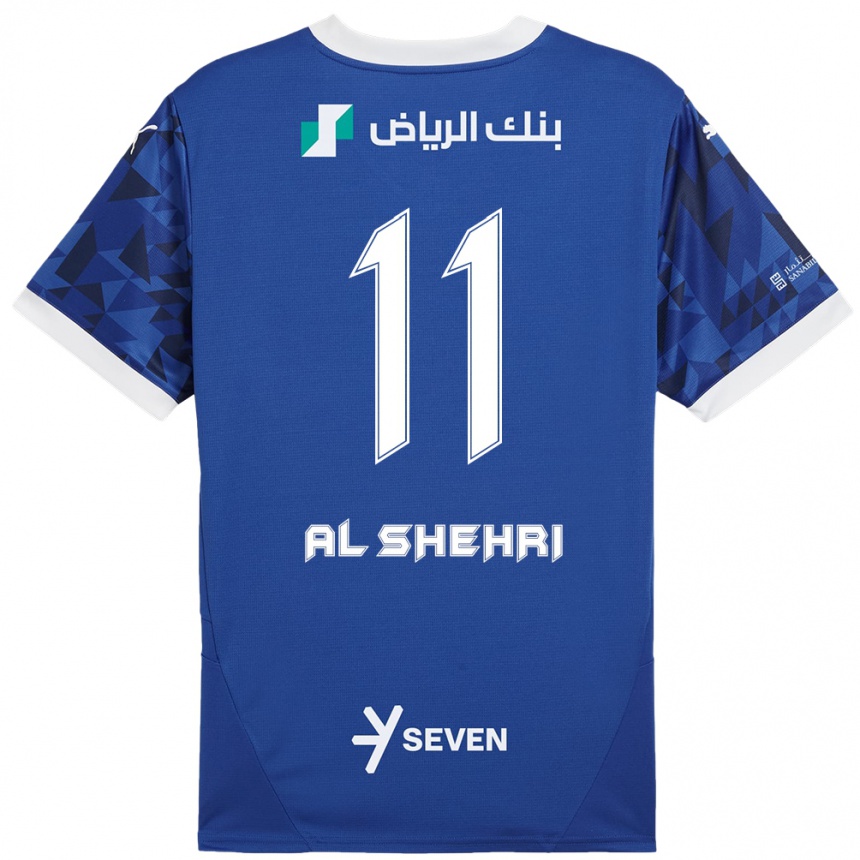 Vaikiškas Saleh Al-Shehri #11 Tamsiai Mėlyna Balta Namų Marškinėliai 2024/25 T-Shirt