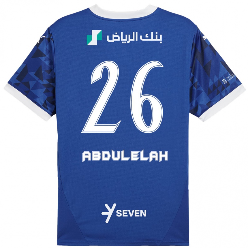 Vaikiškas Abdulelah Al-Malki #26 Tamsiai Mėlyna Balta Namų Marškinėliai 2024/25 T-Shirt