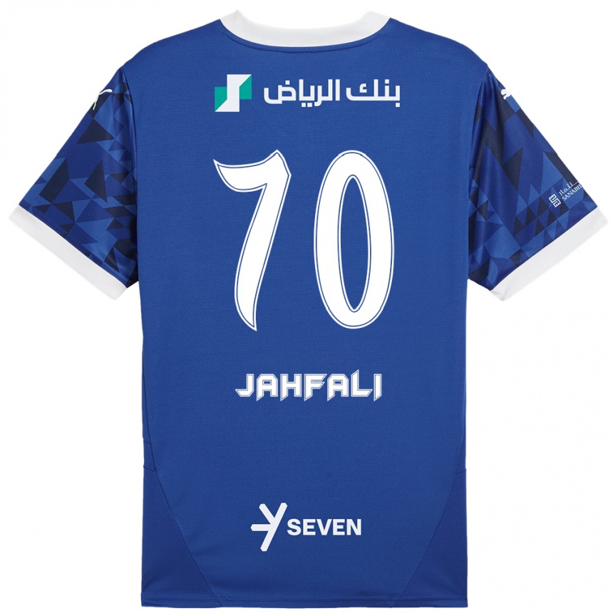 Vaikiškas Mohammed Jahfali #70 Tamsiai Mėlyna Balta Namų Marškinėliai 2024/25 T-Shirt