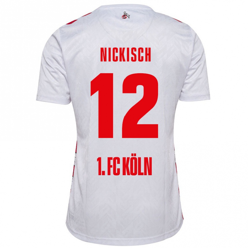 Vaikiškas Jonas Nickisch #12 Balta Raudona Namų Marškinėliai 2024/25 T-Shirt