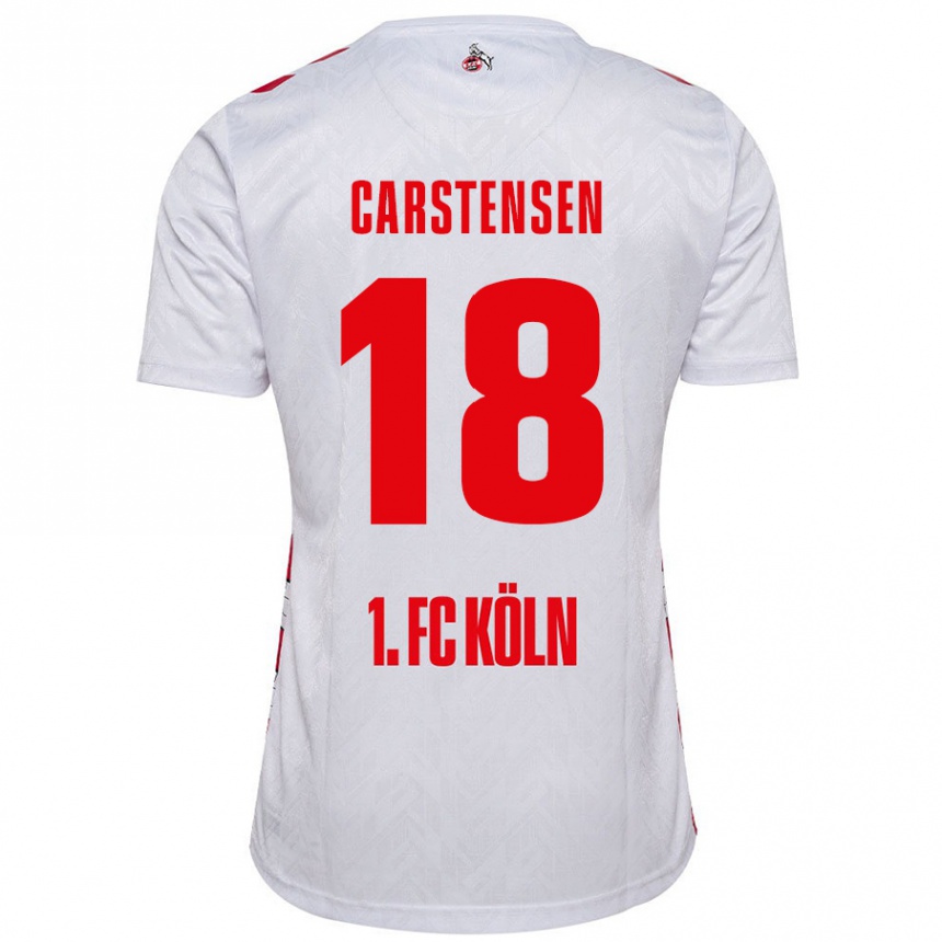 Vaikiškas Rasmus Carstensen #18 Balta Raudona Namų Marškinėliai 2024/25 T-Shirt