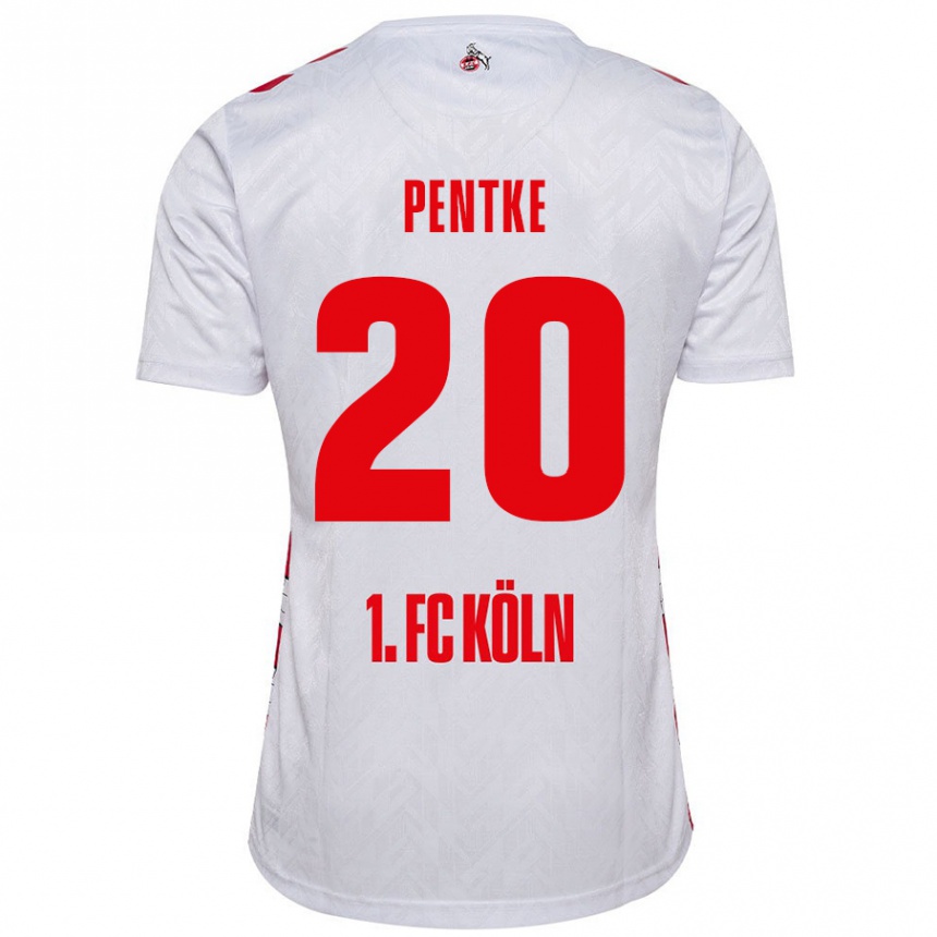 Vaikiškas Philipp Pentke #20 Balta Raudona Namų Marškinėliai 2024/25 T-Shirt