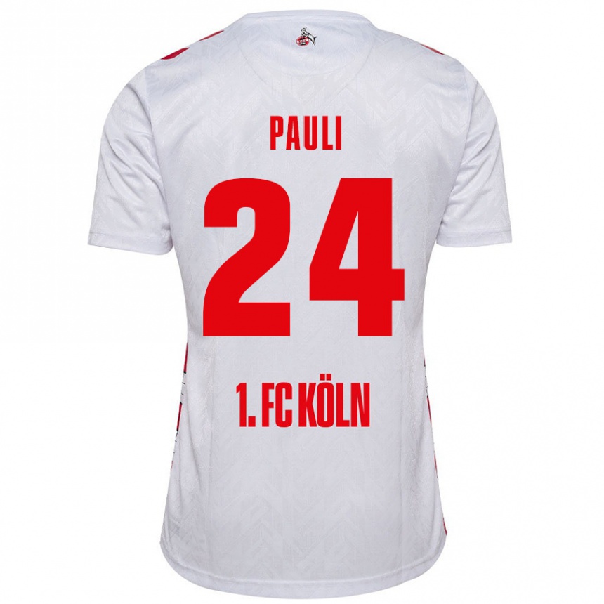 Vaikiškas Julian Pauli #24 Balta Raudona Namų Marškinėliai 2024/25 T-Shirt