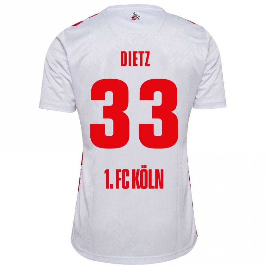 Vaikiškas Florian Dietz #33 Balta Raudona Namų Marškinėliai 2024/25 T-Shirt