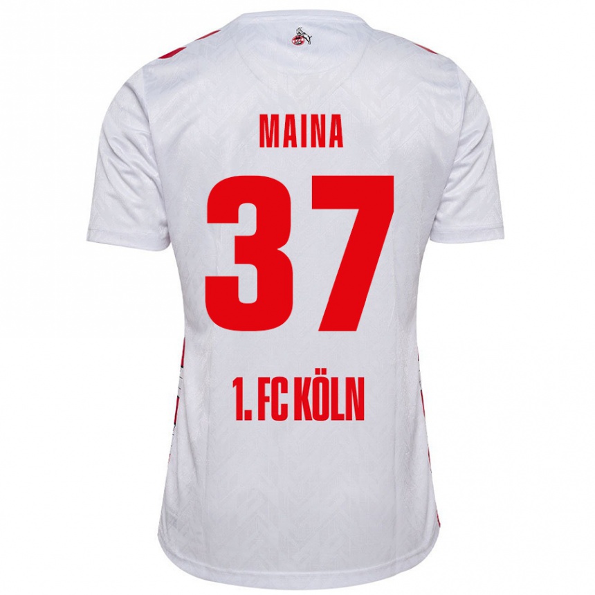 Vaikiškas Linton Maina #37 Balta Raudona Namų Marškinėliai 2024/25 T-Shirt