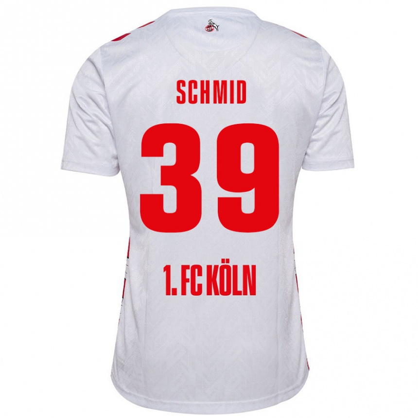 Vaikiškas Maximilian Schmid #39 Balta Raudona Namų Marškinėliai 2024/25 T-Shirt