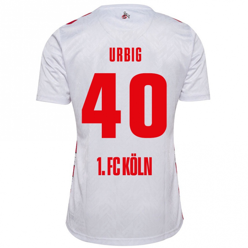 Vaikiškas Jonas Urbig #40 Balta Raudona Namų Marškinėliai 2024/25 T-Shirt