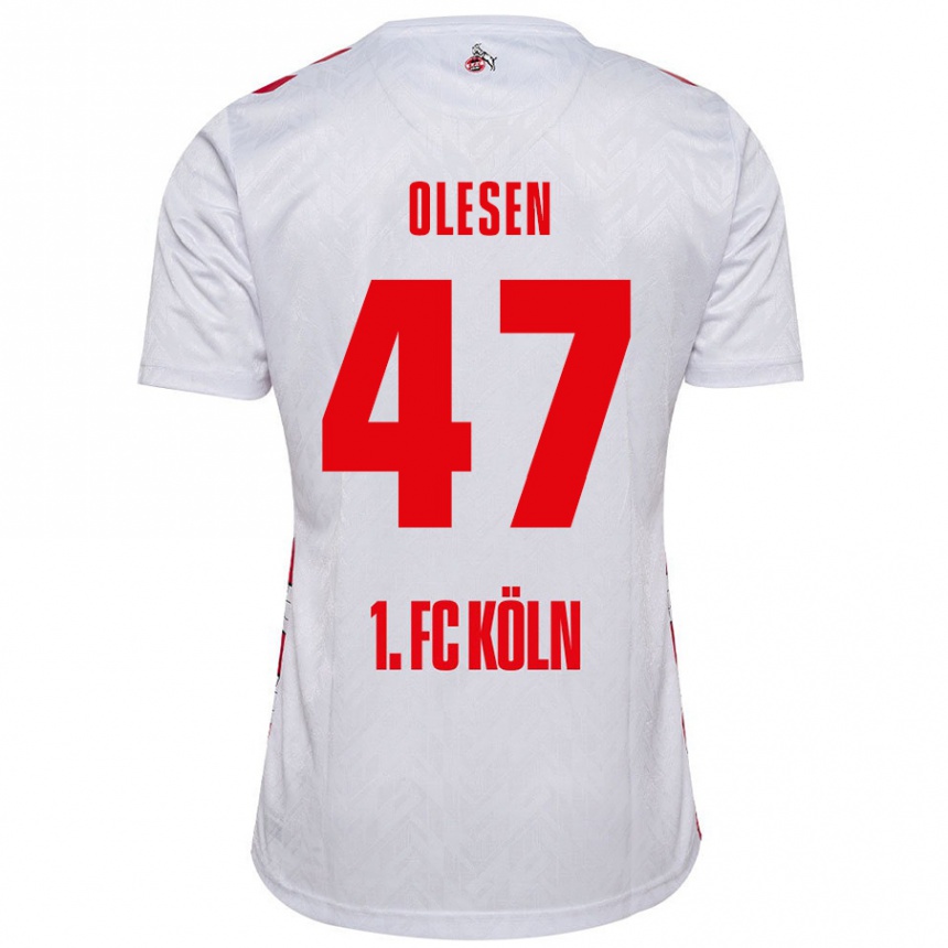 Vaikiškas Mathias Olesen #47 Balta Raudona Namų Marškinėliai 2024/25 T-Shirt