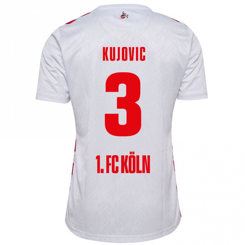 Vaikiškas Emin Kujovic #3 Balta Raudona Namų Marškinėliai 2024/25 T-Shirt